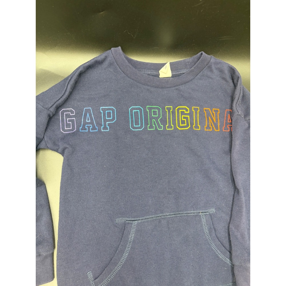 Baby Gap Girls 5T Sweatshirt Dress Navy Rainbow GAP Original Kangaroo Pocket